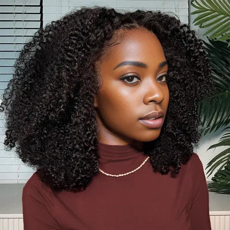 Bouncy Kinky Curly Glueless Pre-bleached Knots 4x4 13x4 Wig 250%Density