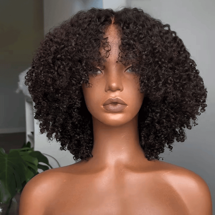 Go Natural Ease Soft Kinky Curly 4x4 Glueless Bob Wig Human Hair 250 Density