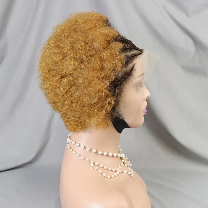 Shine Hair 13x4 Lace Frontal Afro Curly 5 Colors Bob Braided Hair Wig Human Hair