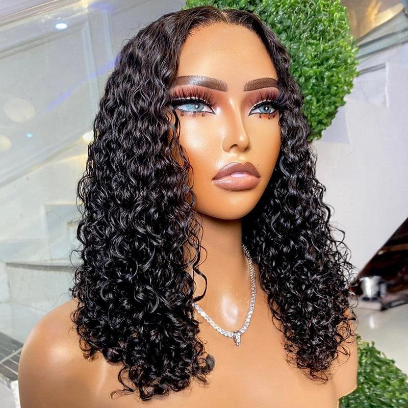 4x4/13x4 Lace Wig Short Curly Bob Wigs Human Hair Brazilian Deep Wave Middle Part - SHINE HAIR WIG