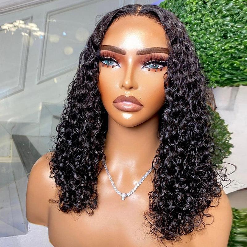 4x4/13x4 Lace Wig Short Curly Bob Wigs Human Hair Brazilian Deep Wave Middle Part - SHINE HAIR WIG