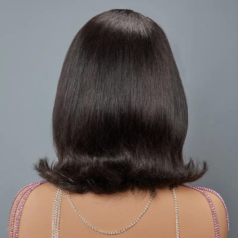 13x4 Glueless Cute Bob Layered Cut Wig Wear Go Wavy Human Hair