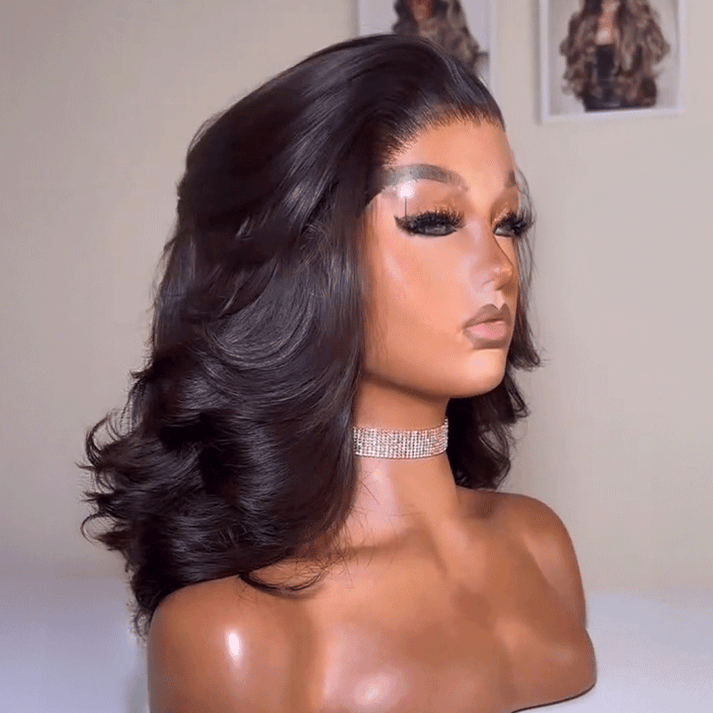 Glueless Layered Effortless Lace 300% Density Bob Soft & Voluminous 5x5 Glueless Wavy Wig