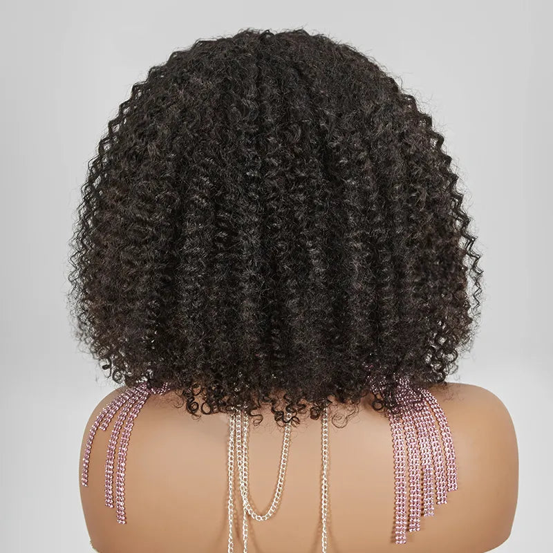 For Beginners Glueless Kinky Curly Wear Go Bob Wig With Bangs