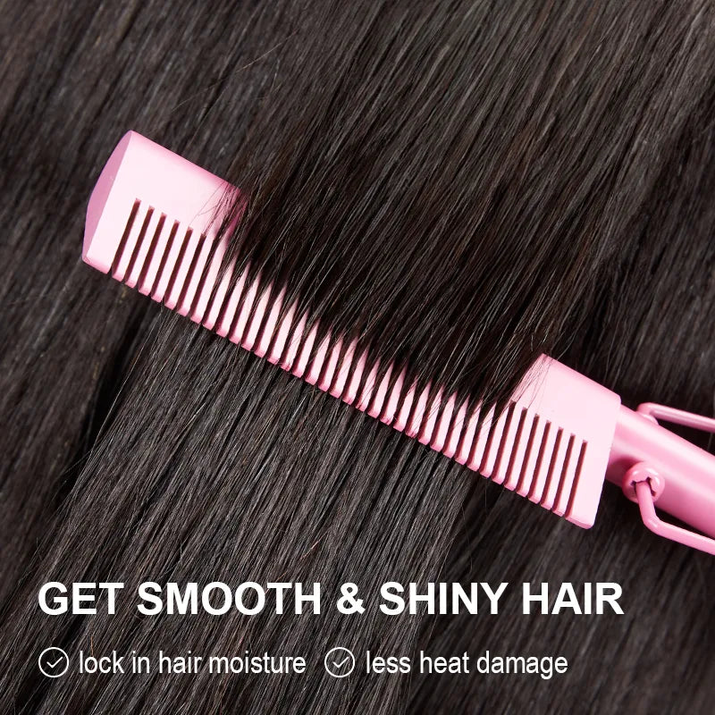 SHINE Electric Hair Straightener Comb with Diamonds 30s Fast Heating & Adjustable Temperature