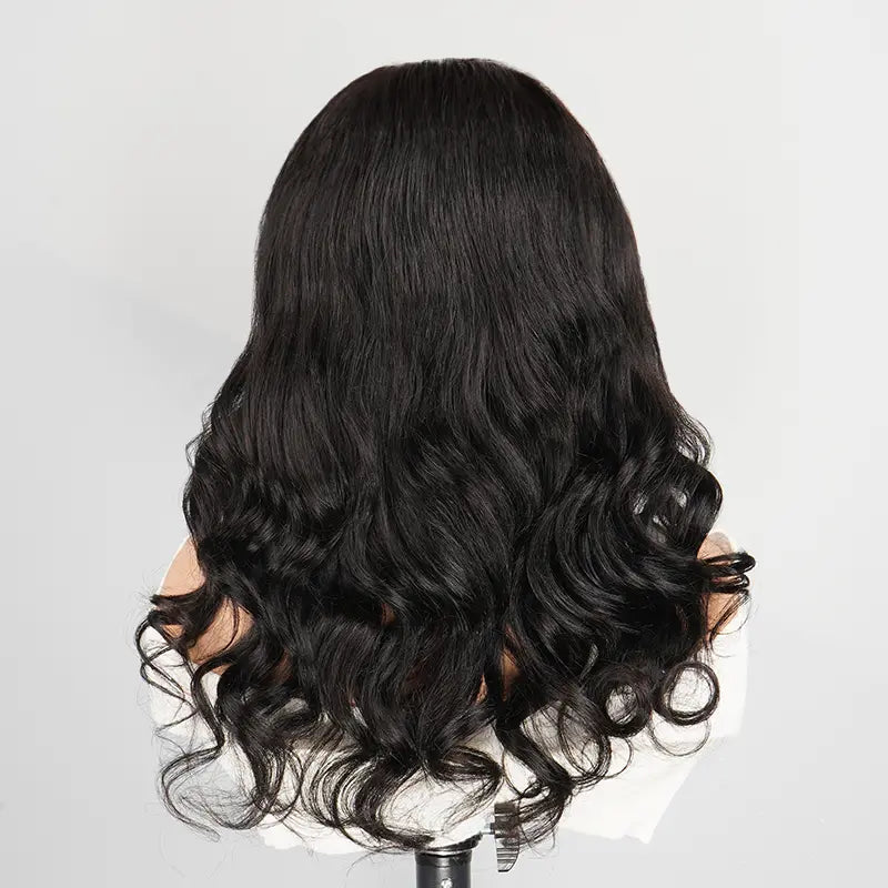 7x5 13x4 Glueless Wear & Go Designer Layered Curtain Bangs Wavy Wig
