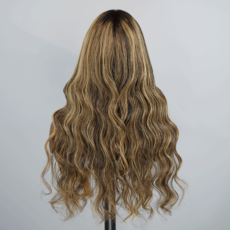 7x5 13x4 Glueless Ombre Highlight Bleached Knots Body Wave Wig