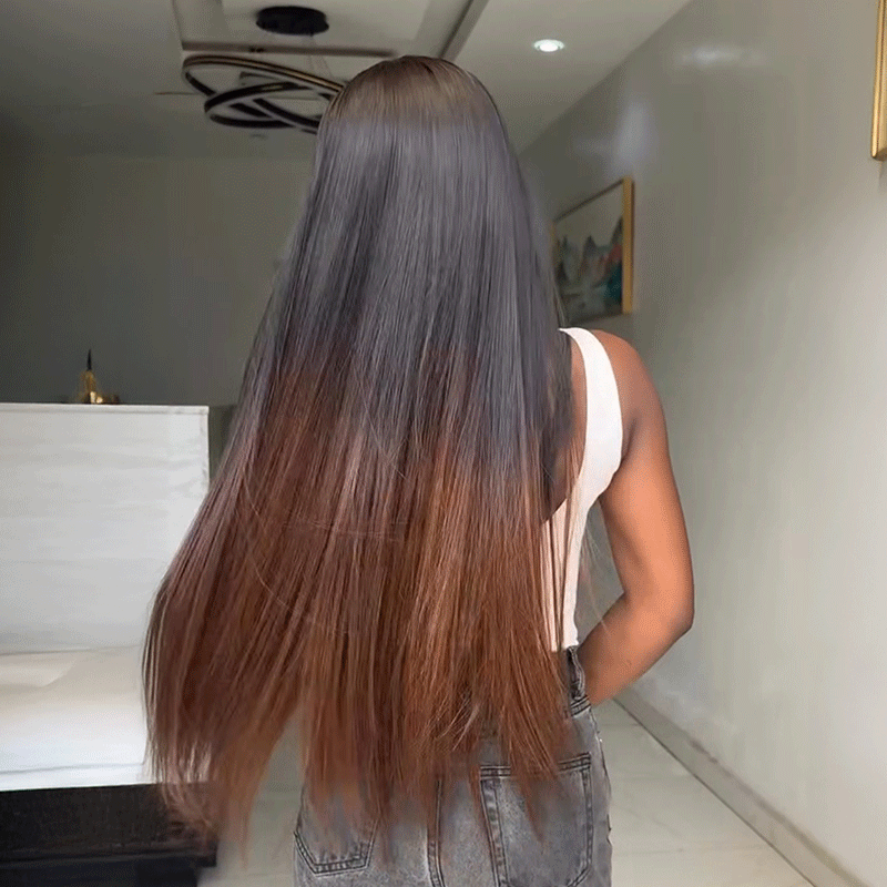 Silky 5x5 Glueless Ombre Brown Color Straight Wig 250% Density