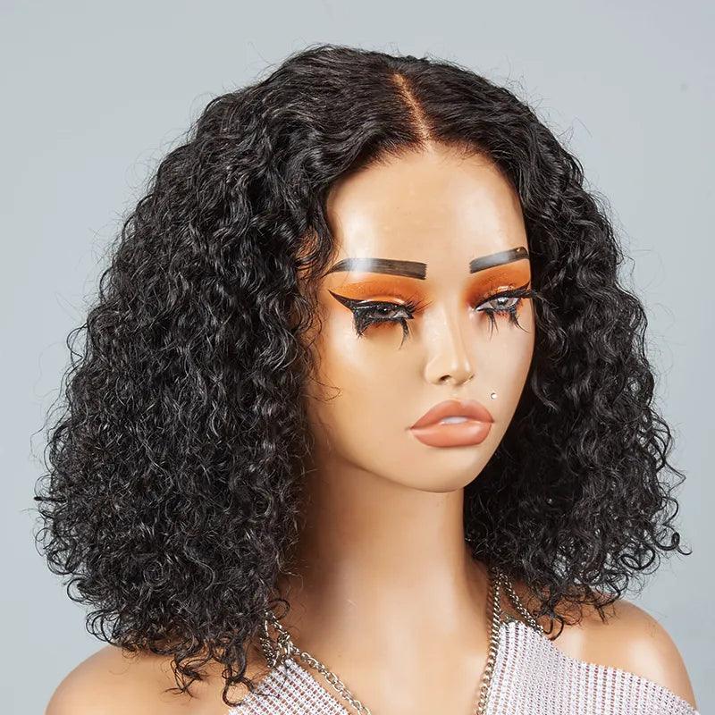 7x5 13x4 Glueless Bouncy Bob Wig Pre-bleached Knots Curly Human Hair