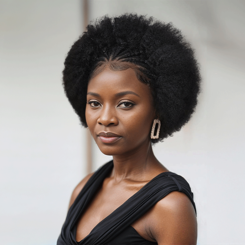 Shine Hair 13x4 Lace Frontal Afro Curly 5 Colors Bob Braided Hair Wig Human Hair