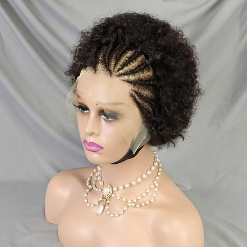 Shine Hair 13x4 Lace Frontal Afro Curly 5 Colors Bob Braided Hair Wig Human Hair