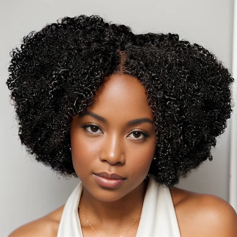 7x5 13x4 Glueless Natural Bouncy Bob Jerry Curl Human Hair Wig