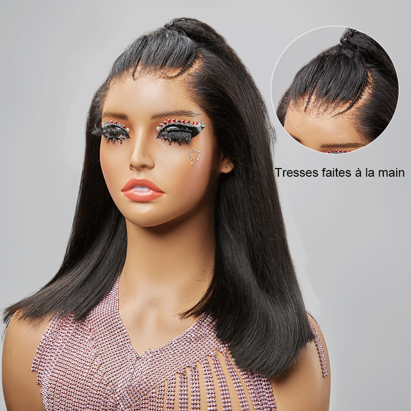 13x4 Pre-braid Bob Wig Glueless Straight Lace Frontal