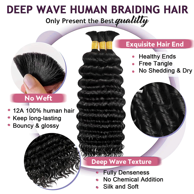 Extension Bulk Hair For Bohemian Braiding Deep Curly Human Hair
