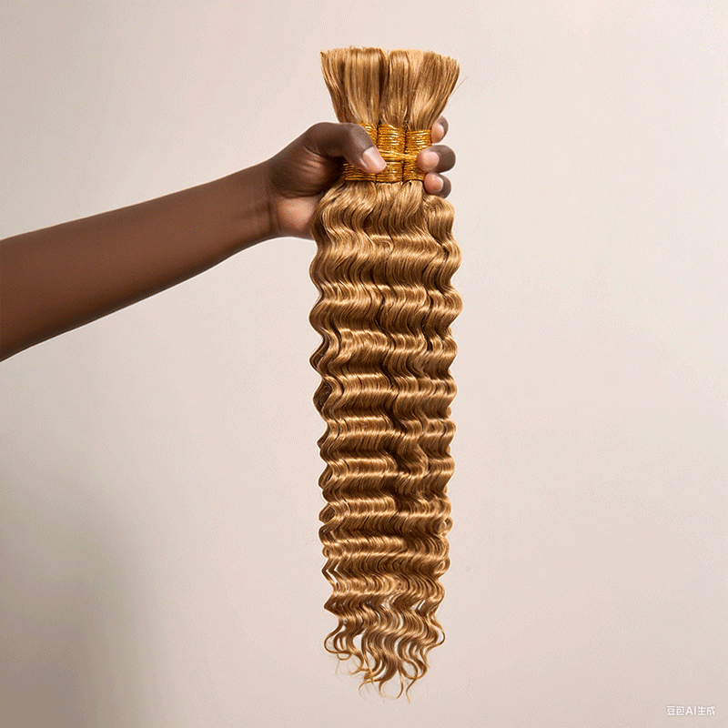 Extension Bulk Hair For Bohemian Braiding Honey Blond Color Deep Curly Human Hair