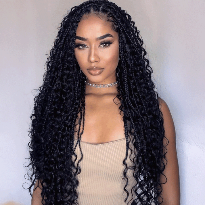 36 Inch Bohemian Braided Full Lace With Baby Hair Premium Synthetic Wig