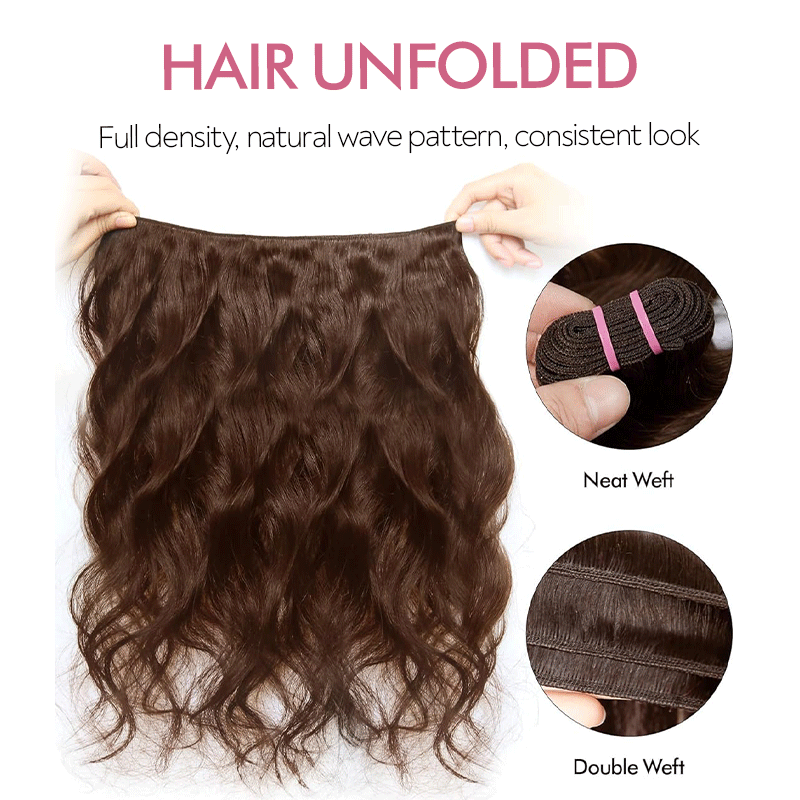 Dark Chocolate Brown Body Wave Bundles Virgin Brazilian Human Hair Extensions