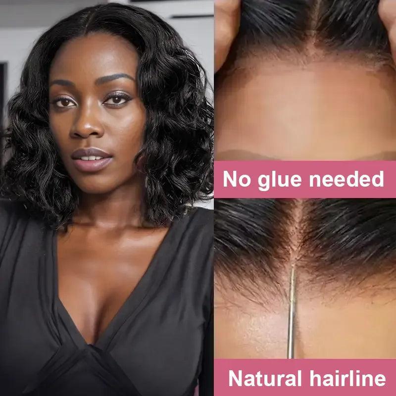 7x5 13x4 Glueless Pre Plucked Bob Wig Human Hair Natural Wave - SHINE HAIR WIG