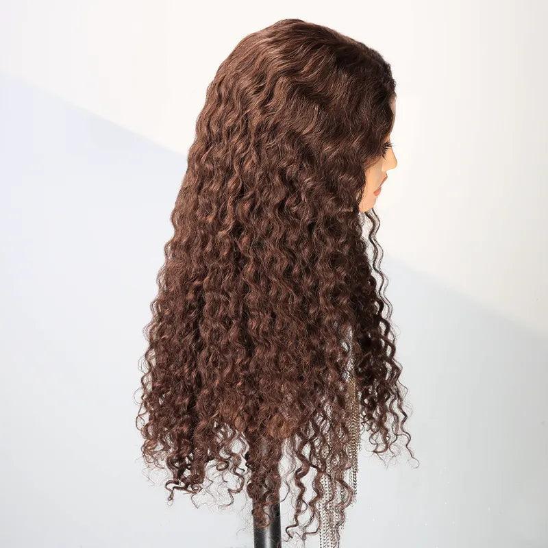 7x5/13x4 Glueless Micro Knots Chocolate Brown Colored Curly Human Hair Wigs - SHINE HAIR WIG