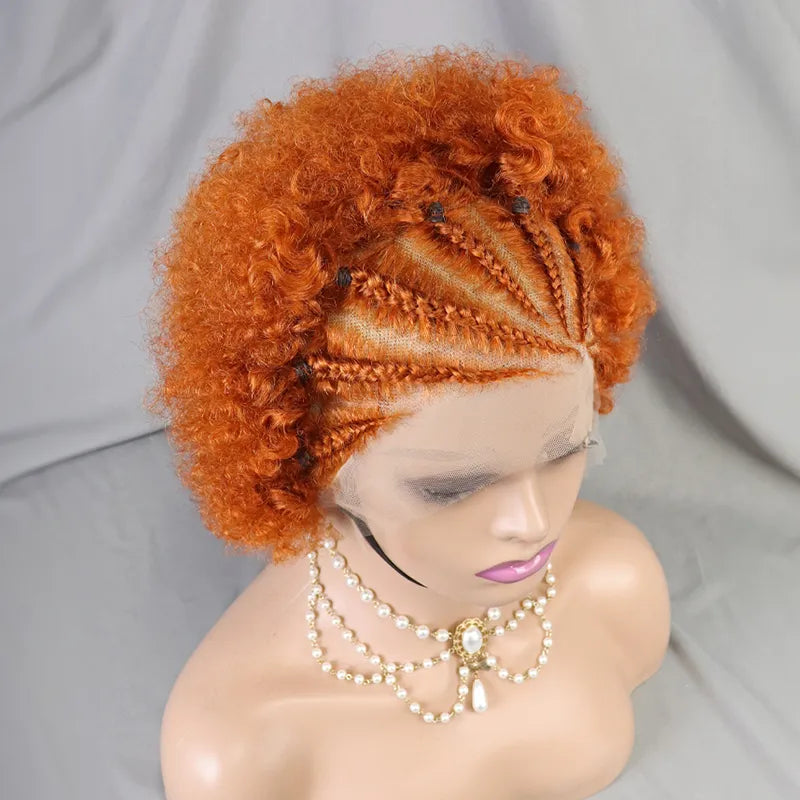 Shine Hair 13x4 Lace Frontal Afro Curly 5 Colors Bob Braided Hair Wig Human Hair