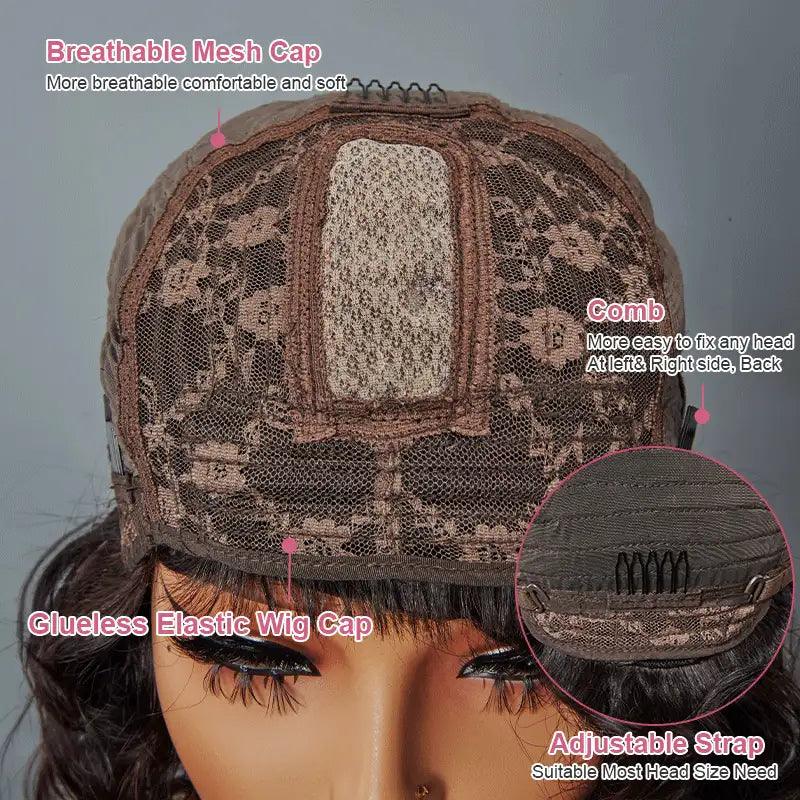 Glueless Fake Scalp Bob Wig Rose Curly 3s Wear Go Human Hair