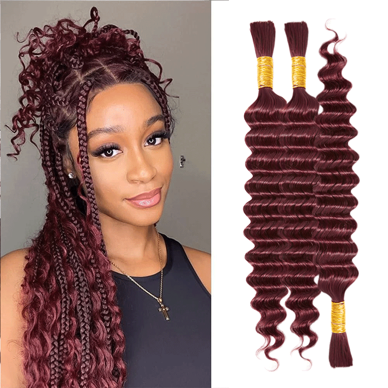Extension Bulk Hair For Bohemian Braiding Dark 99J Color Deep Curly Human Hair