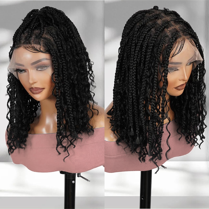 Bohemian Braided Full Lace Wig With Baby Hair Synthetic 300% Density