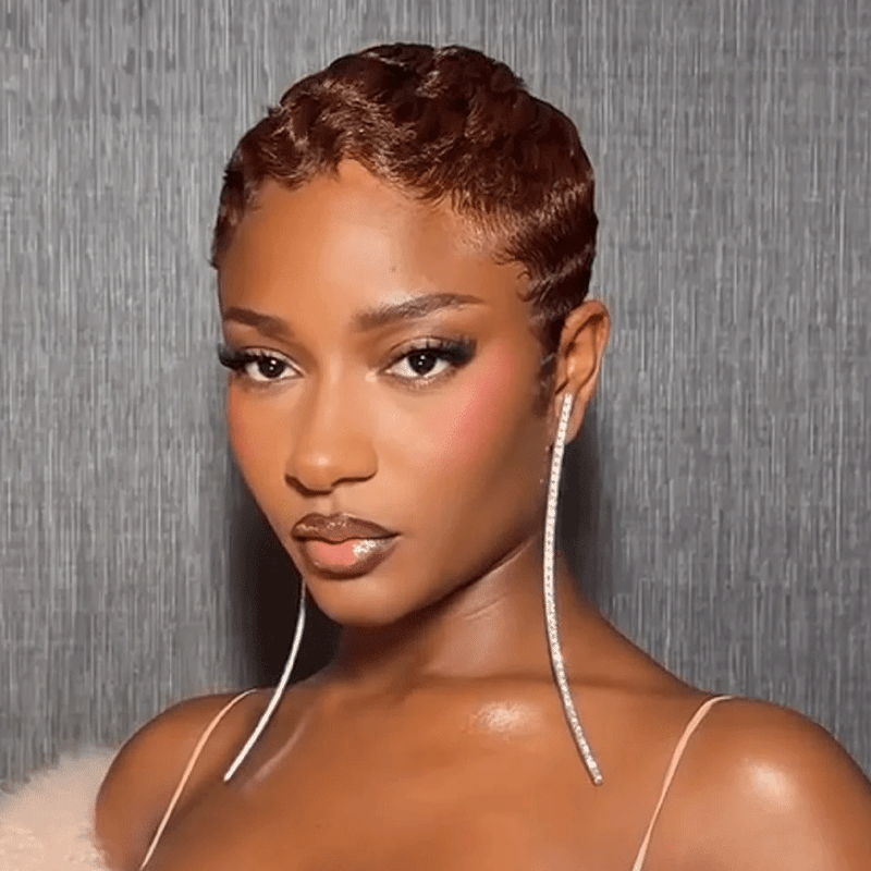 Modern Full Lace Transparent Super Short Brown Wig