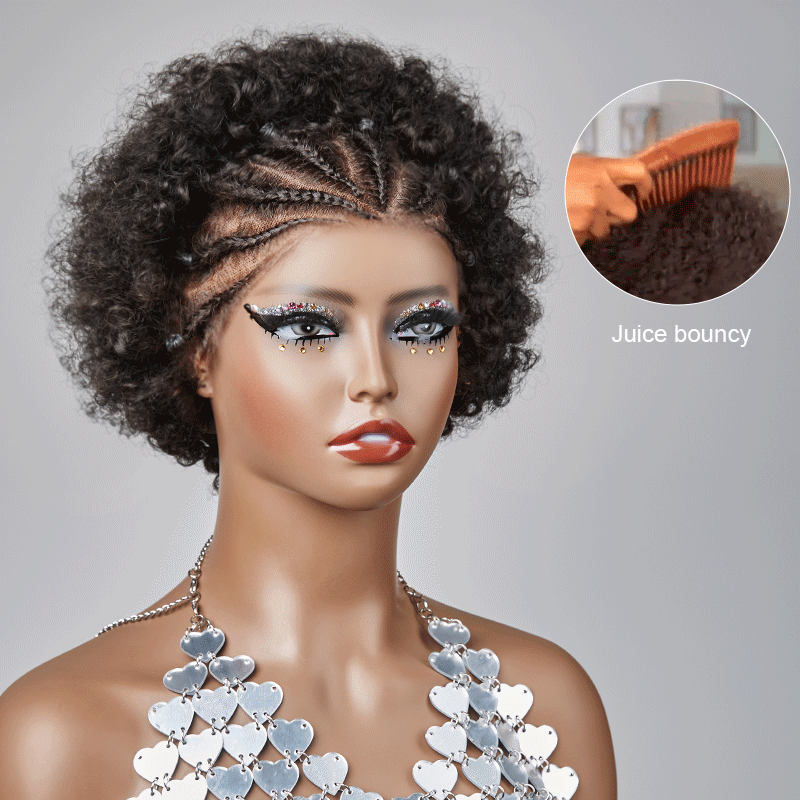 Shine Hair 13x4 Lace Frontal Afro Curly 5 Colors Bob Braided Hair Wig Human Hair