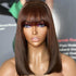 shine hair Chocolate Brown Color fringe bob wig