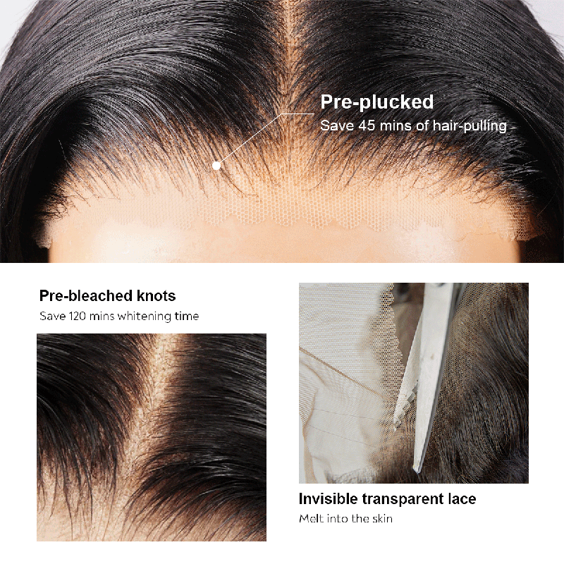 Perruque sans colle droites cheveux humains de couleur marron chocolat