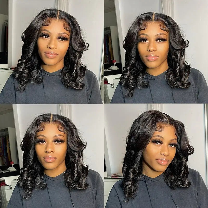 13X4 Frontal de encaje BOB Peluca Rizada Onda profunda Cabello humano 180% Densidad
