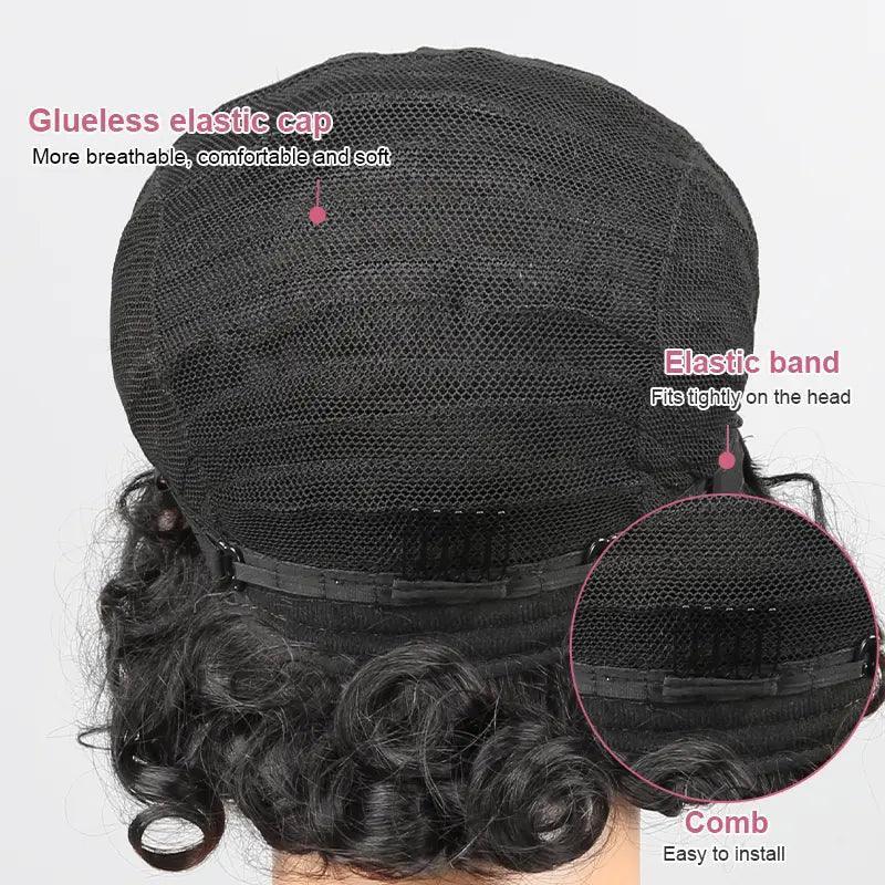 Natural Glueless Modern Bouncy Curly Wig Wear Go Brazilian Human Hair - SHINE HAIR WIG