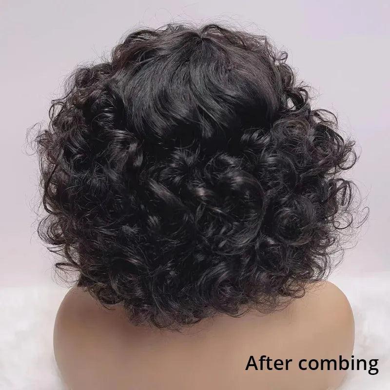 Natural Glueless Modern Bouncy Curly Wig Wear Go Brazilian Human Hair - SHINE HAIR WIG