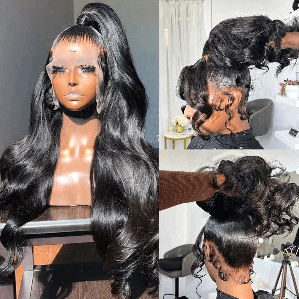 360 Lace Frontal Wig Brazilian Body Wave Invisible Flexi-Fit Drawstring Cap Virgin Human Hair