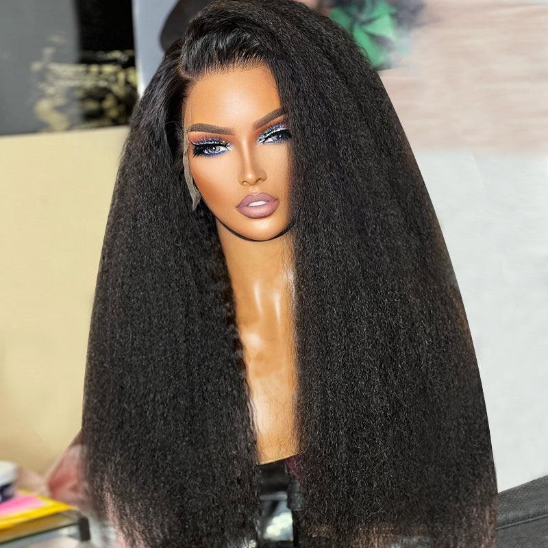13x4 13x6 Brazilian Kinky Straight Lace Front Human Hair Wigs for Women Preplucked - SHINE HAIR WIG
