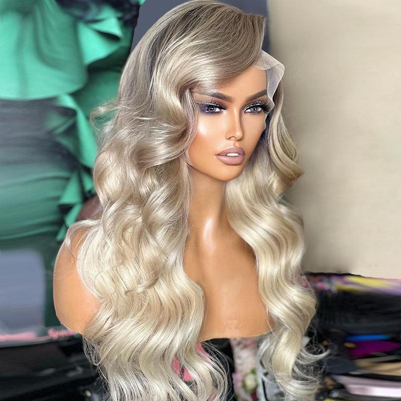 13x4 Lace Front Light Gray Colored Wig Human Hair Body Wave - SHINE HAIR WIG