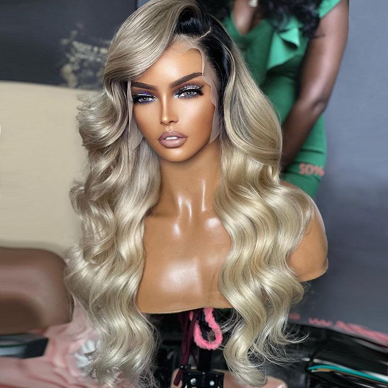 13x4 Lace Front Light Gray Colored Wig Human Hair Body Wave - SHINE HAIR WIG