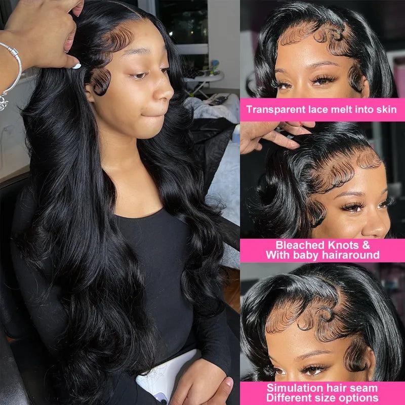 13x4 Transparent Lace Wig Body Wave Skin Melt Lace Front Human Hair Wigs - SHINE HAIR WIG