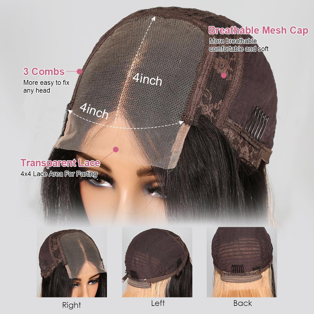 4x4 Colored Short Bob Brazilian Straight Human Hair Wigs - SHINE HAIR WIG