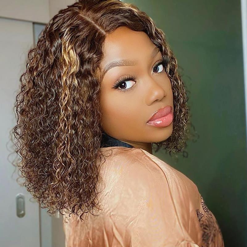 beautiful young black girl wear shine clousure 4/27 highlight wig in the room
