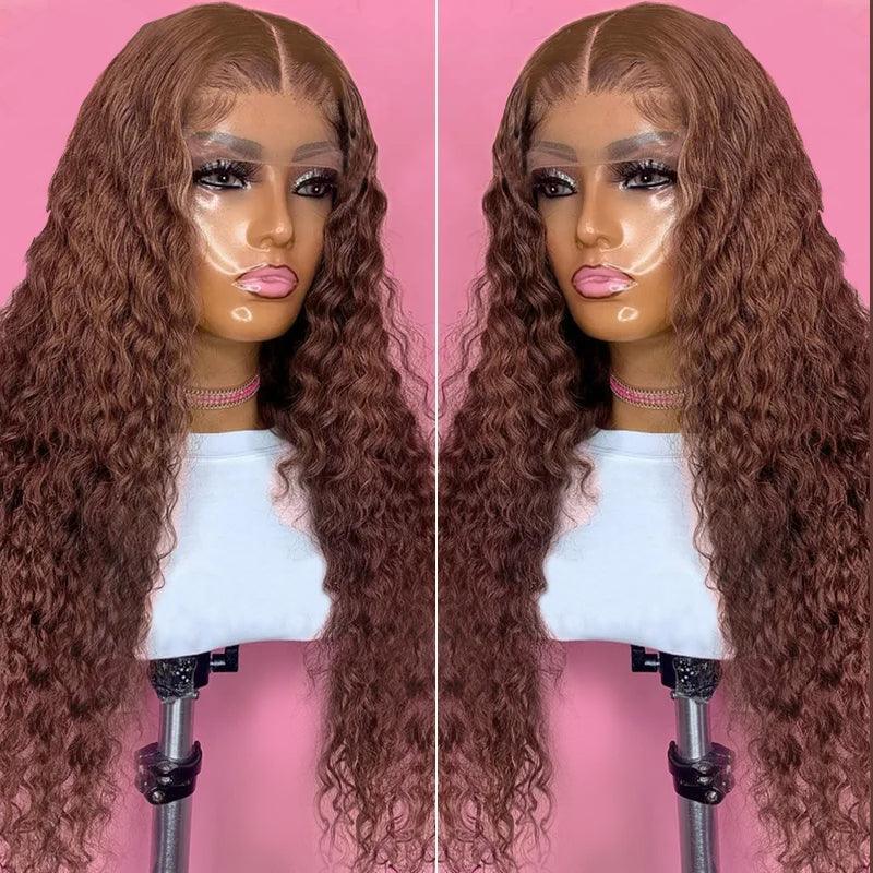 5x5/13x4 Lace Wig Glueless Chocolate Brown Colored Curly Human Hair Wigs - SHINE HAIR WIG