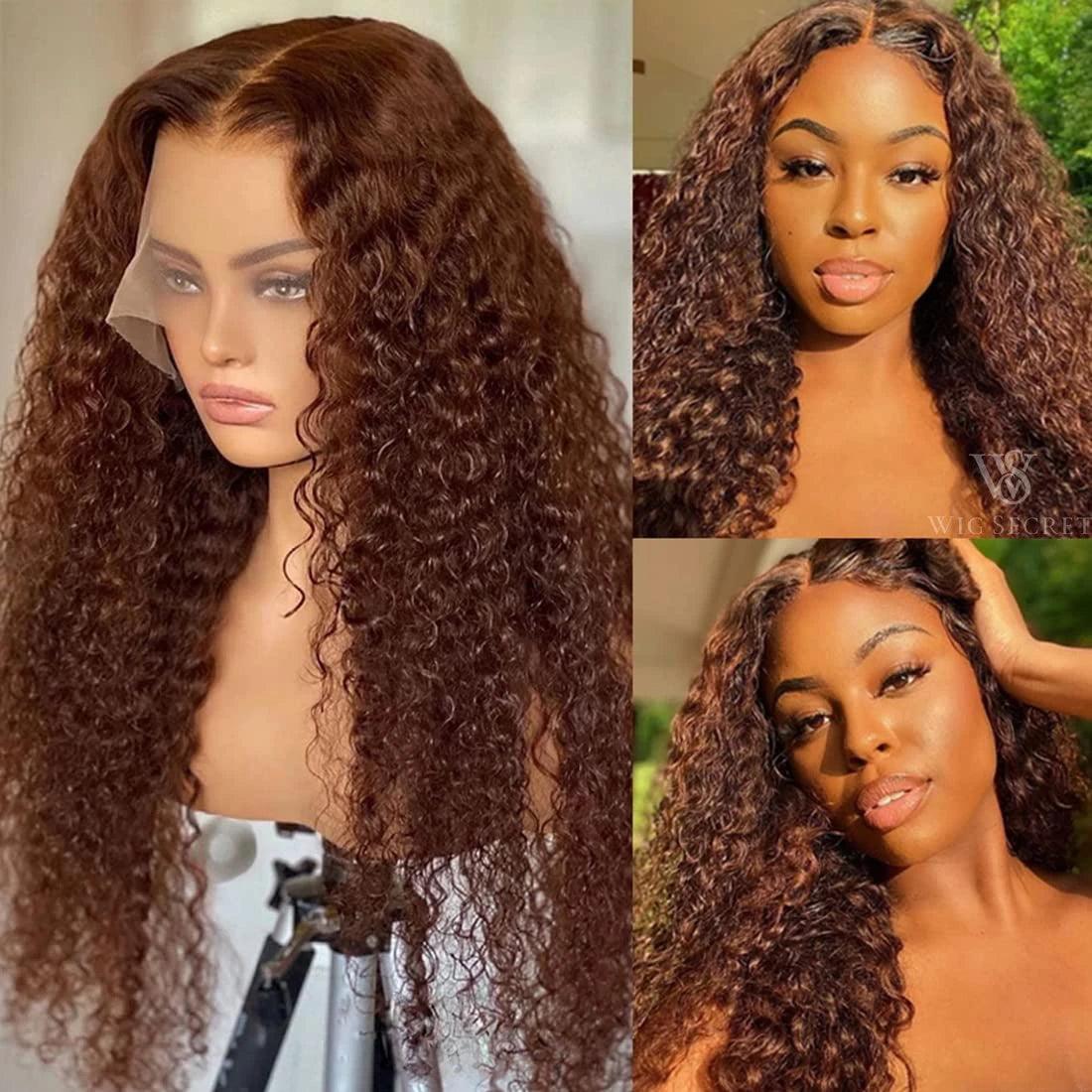 5x5/13x4 Lace Wig Glueless Chocolate Brown Colored Curly Human Hair Wigs - SHINE HAIR WIG