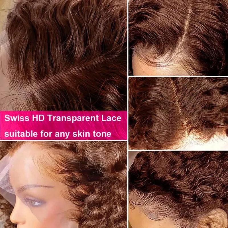 5x5/13x4 Lace Wig Glueless Chocolate Brown Colored Curly Human Hair Wigs - SHINE HAIR WIG