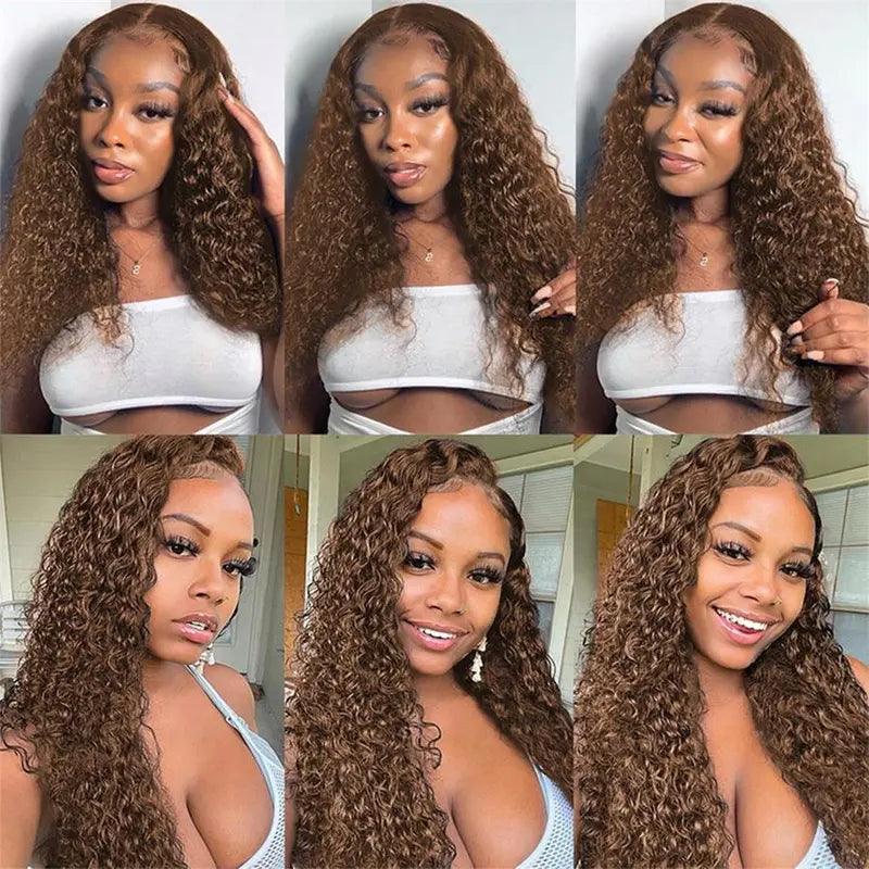 5x5/13x4 Lace Wig Glueless Chocolate Brown Colored Curly Human Hair Wigs - SHINE HAIR WIG
