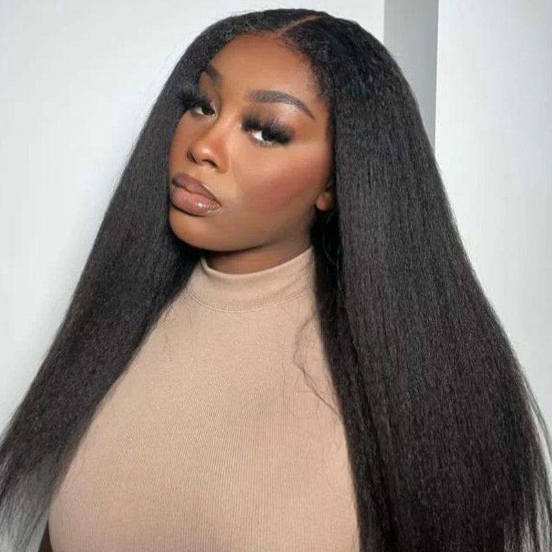 Brazilian Kinky Straight V Part Wig Human Hair 250% Density - SHINE HAIR WIG