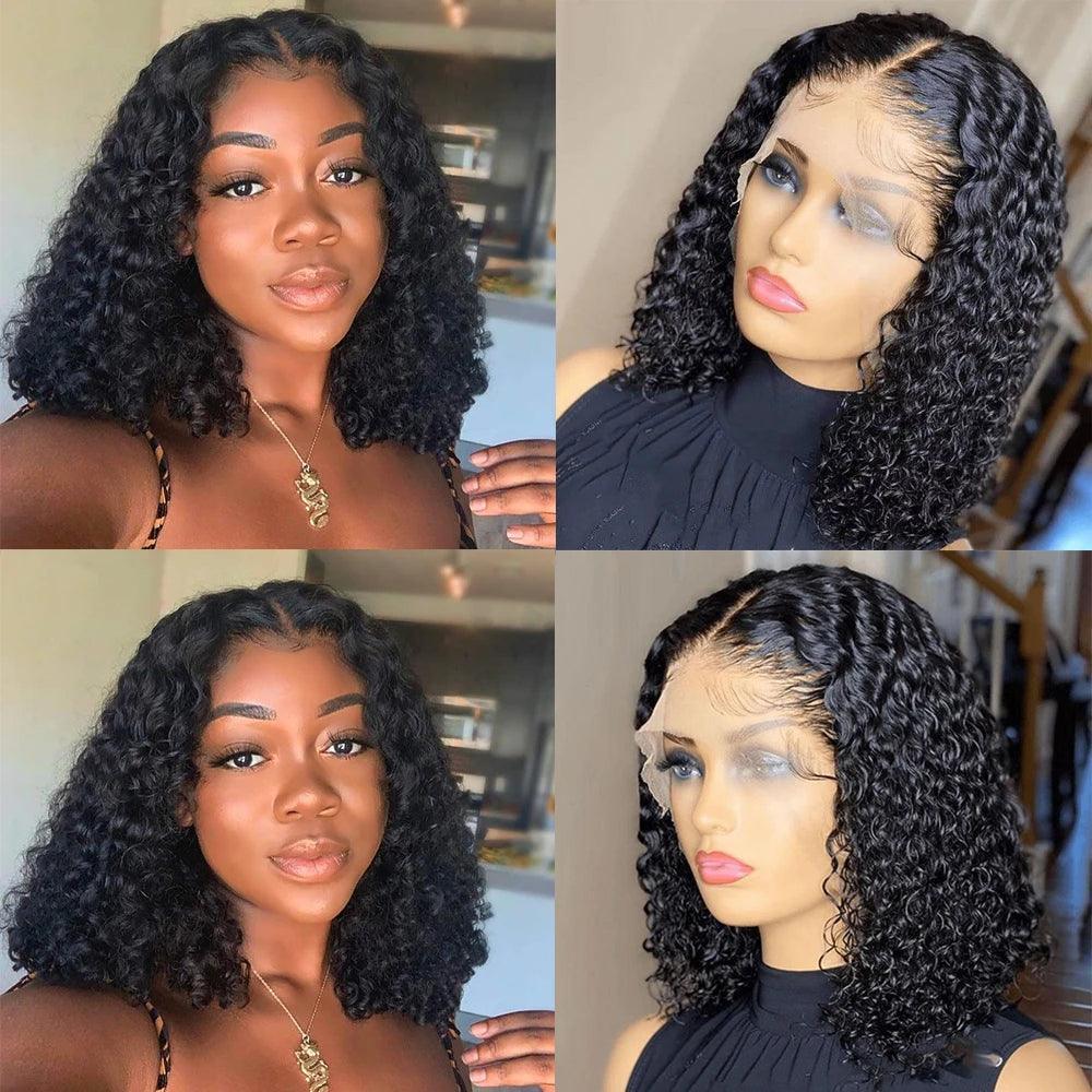 Kinky Curly Bob Wig T Part Lace Front Pre-plucked Hairline - SHINE HAIR WIG