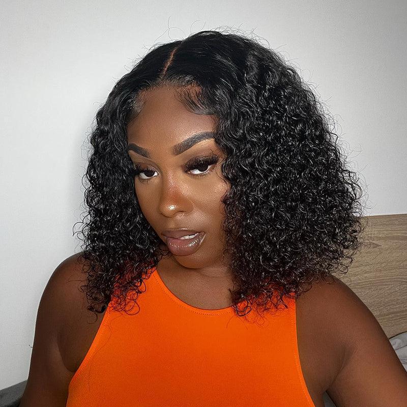 Kinky Curly Bob Wig T Part Lace Front Pre-plucked Hairline - SHINE HAIR WIG
