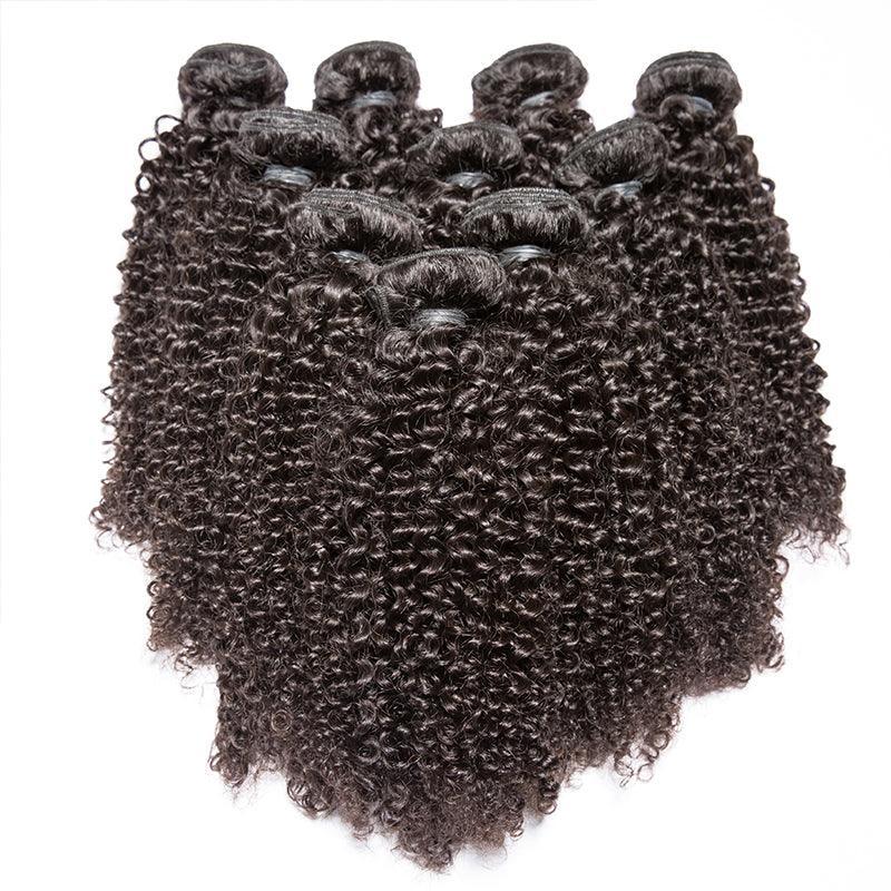 Kinky Curly Virgin Human Hair Extension Bundle Deal Hair Weave With Frontal - SHINE HAIR WIG