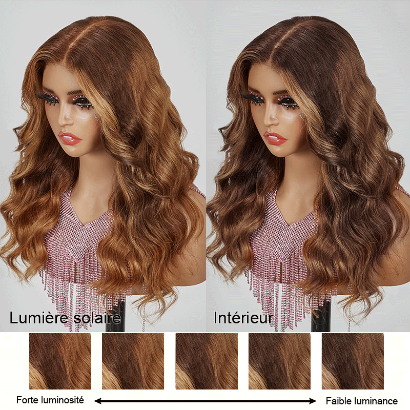7x5 13x4 Glueless Honey Brown Color Body Wave Frontal Wig